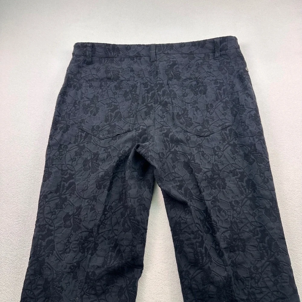 Style & Co Black Floral Jacquard Straight Leg Pants Size 8 Stretch Whimsigoth